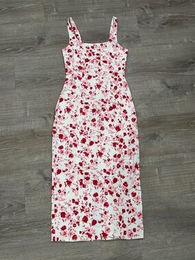 francesca's pink and white floral dress Francesca's Women Sundress Floral Tiered Dress Pink/White Size S